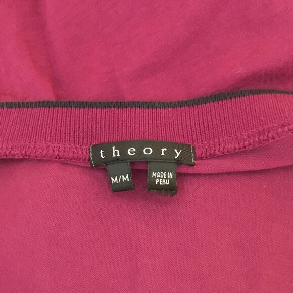 Theory Women's Cardigan Size Medium Pink Longsleeve Button Down Pocket Preppy (8 - Picture 2 of 5